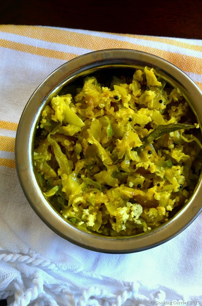 Cababge Thoran - Cabbage Saute with Coconut and Spices - A Kerala Recipe for Sadya - Mirch Masala