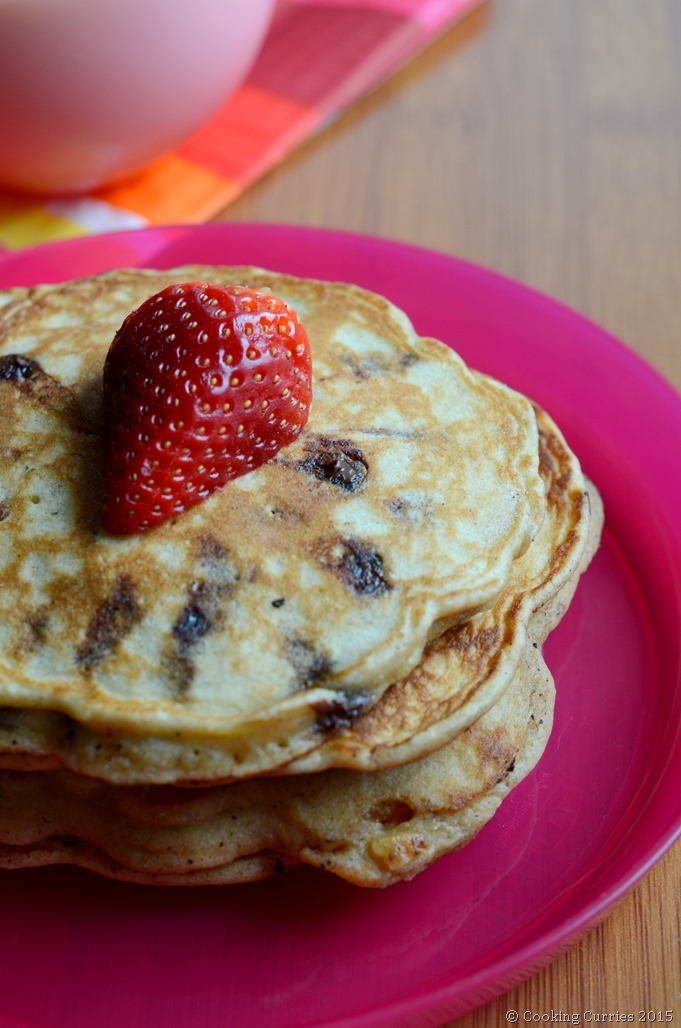 Chocolate Chip Almond Pancakes for valentine's Day - Cooking Curries (2)
