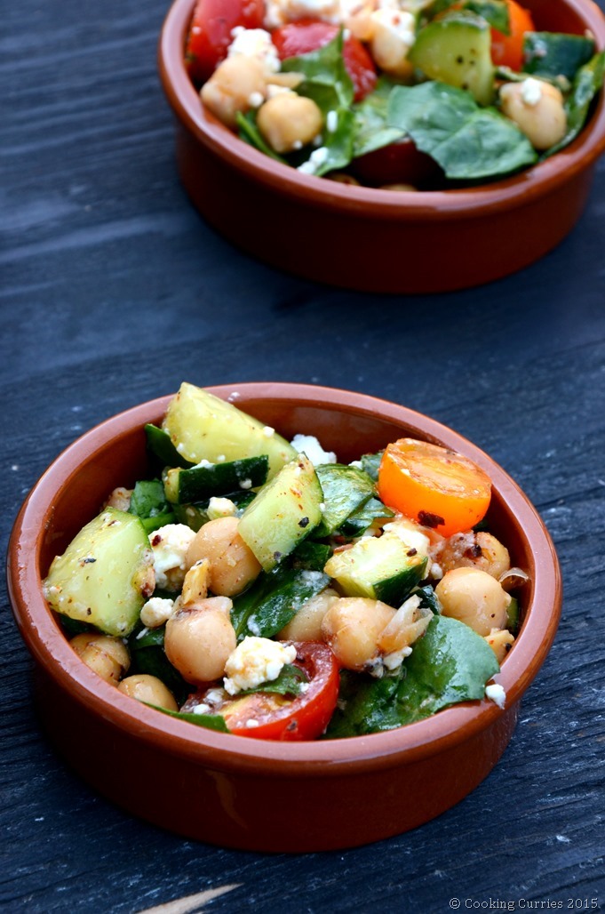 Harissa Marinated Chickpea Salad with Lemon and Feta - Cooking Curries - Vegetarian Salad Recipe