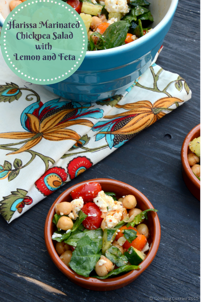 Harissa Marinated Chickpea Salad with Lemon and Feta - Cooking Curries - Vegetarian Salad Recipe