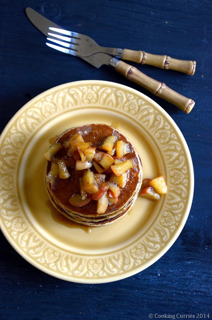 Apple Cinnamon Pancakes with Cardamom Spiced Honey Apple Compote - Mirch Masala
