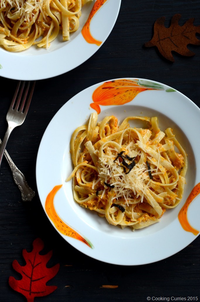 Fettucine with Butternut Squash Alfredo - Fall Recipe, Thanksgiving Recipe, Vegetarian, Pasta Recipe - Cooking Curries (2)