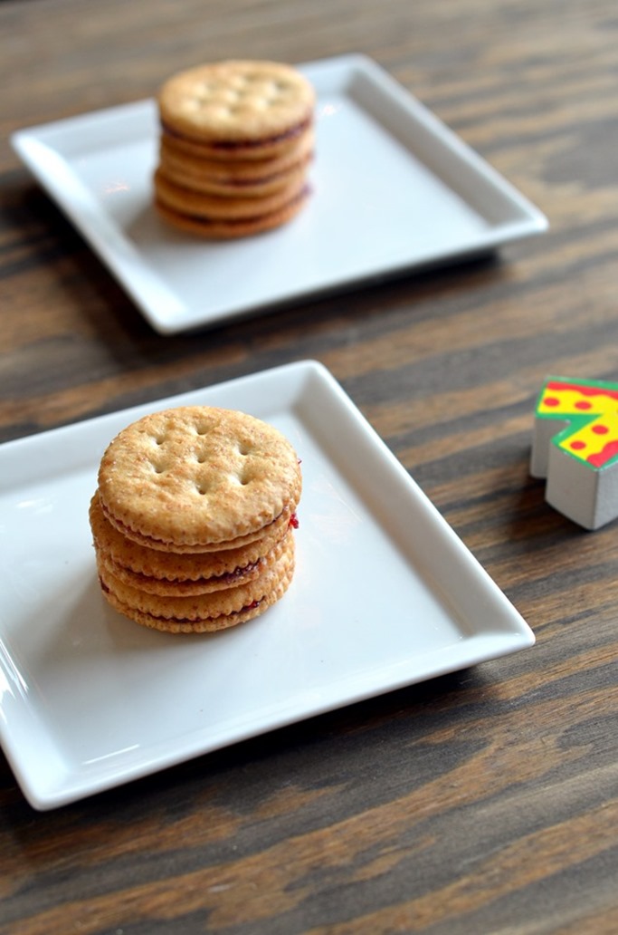 PBJ Cracker Sandwiches - Little People Food - Toddler Food - Kids Recipes - Mirch Masala