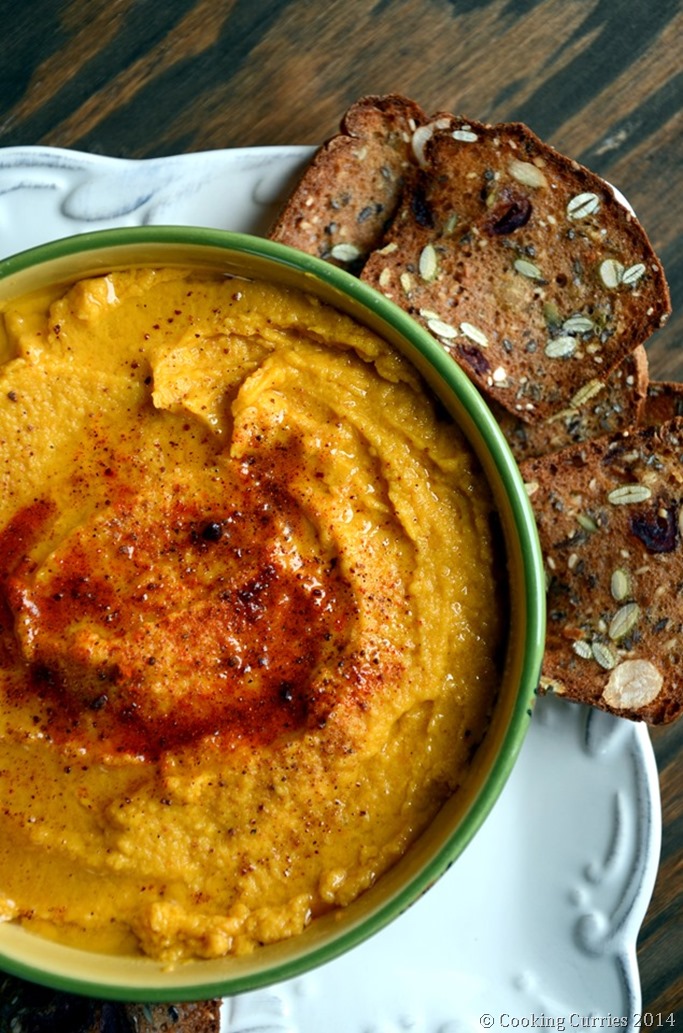 Pumpkin Hummus - Fall Thanksgiving Recipe - Vegan, Vegetarian - Mirch Masala