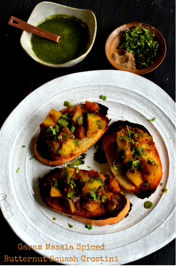 GAram MAsala SPiced BUtternut Squash Crostini - Cooking Curries