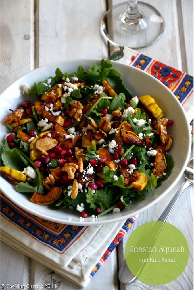 Roasted Squash and Kale Salad - Fall Thanksgiving Salad Recipe - Mirch Masala