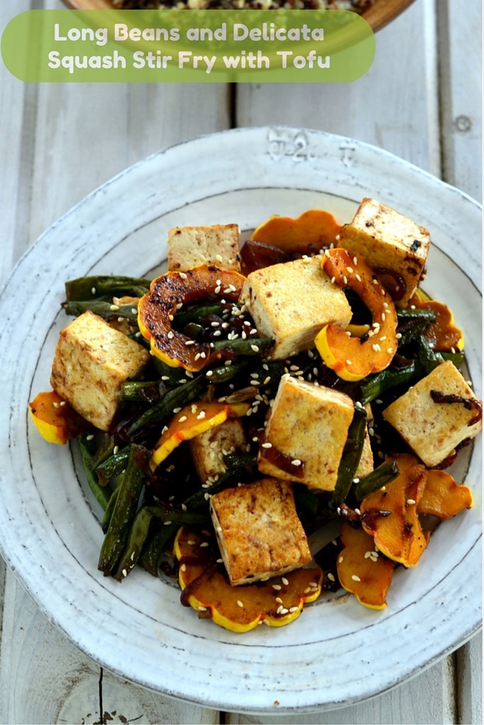 Long Beans and Delicata Squash Stir Fry with Tofu - Vegetarian Vegan Gluten Free Stir Fry Recipe - Cooking Curries