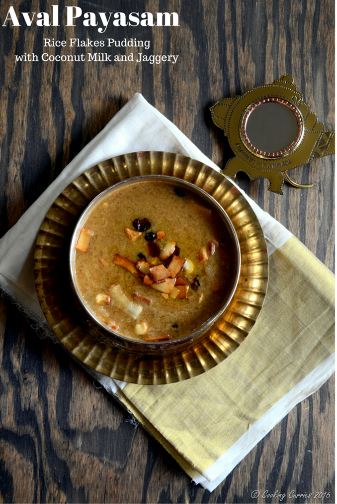Aval Payasam ~ Beaten Brown Rice (Poha) Pudding with Jaggery and Coconut Milk - Cooking Curries - Kerala Sadya Recipes Vishu Onam (2)