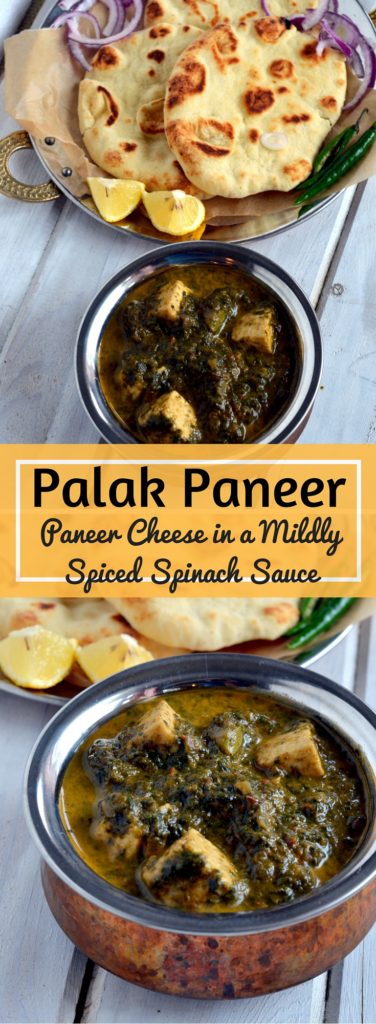 Palak Paneer - Paneer in a mildly spiced Spinach sauce - vegetarian, gluten free - Cooking Curries