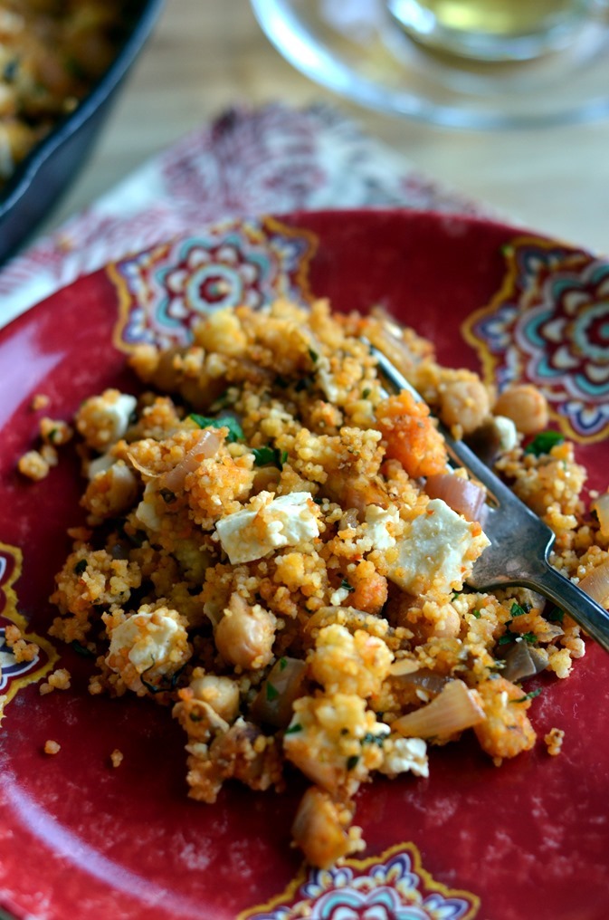 Skillet Harissa Couscous with Chickpeas, Spinach and Feta - Cooking Curries (3)