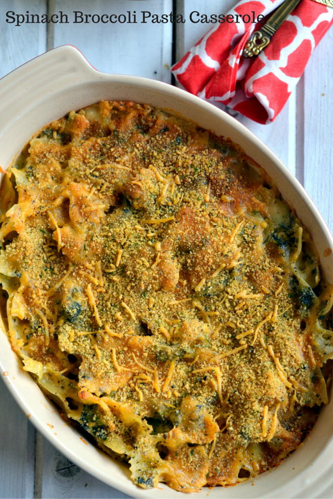 Spinach Broccoli Pasta Casserole - A delicious weeknight dinner recipe - Vegetarian Pasta Recipe