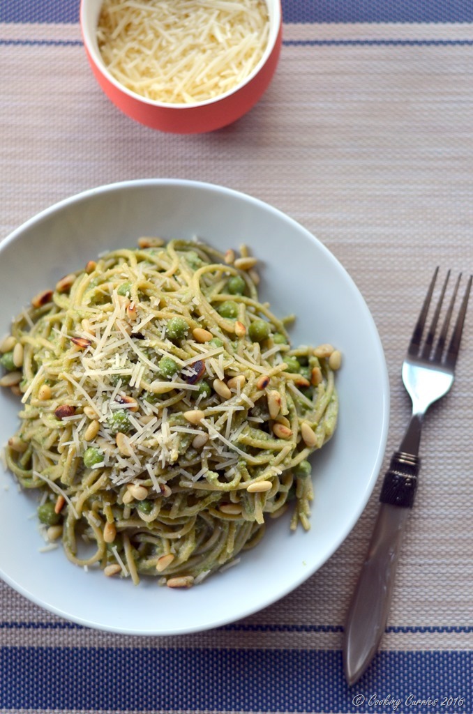Spring Spaghetti with Spinach Pea Pesto - Vegetatian and Gluten Free - www.cookingcurries.com (3)
