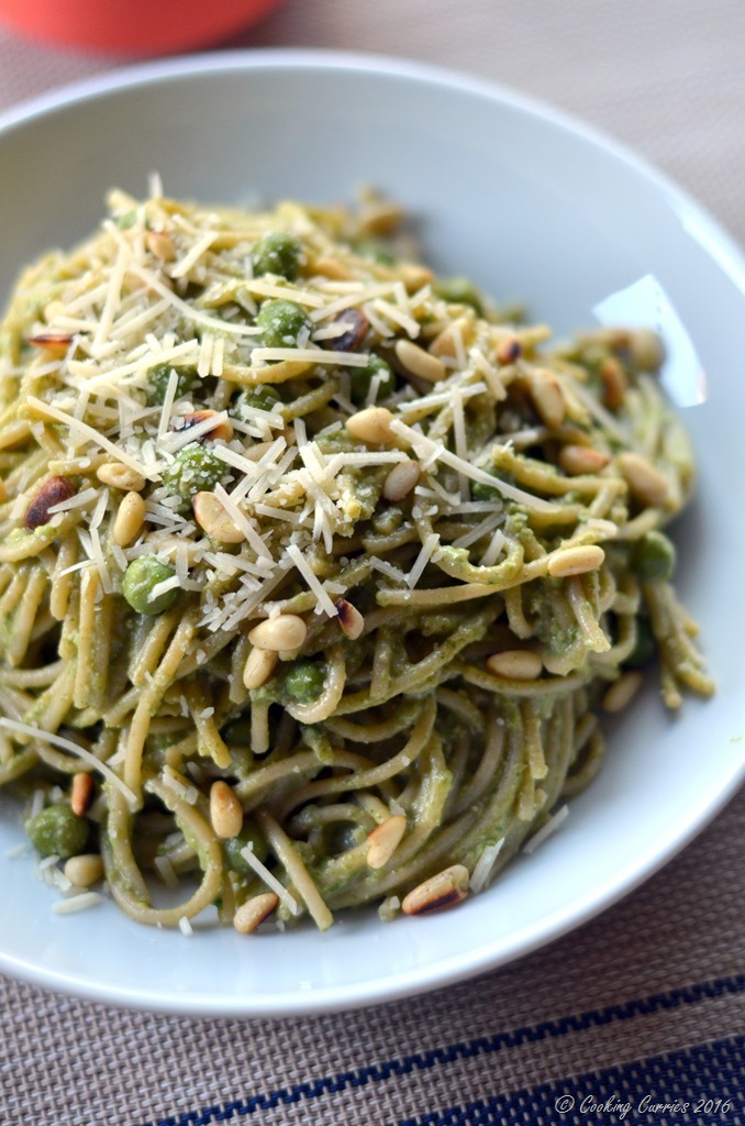Spring Spaghetti with Spinach Pea Pesto - Vegetatian and Gluten Free - www.cookingcurries.com (4)