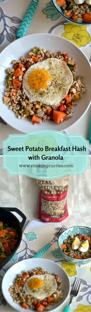 Sweet Potato Breakfast Hash with Granola and Egg - www.cookingcurries.com