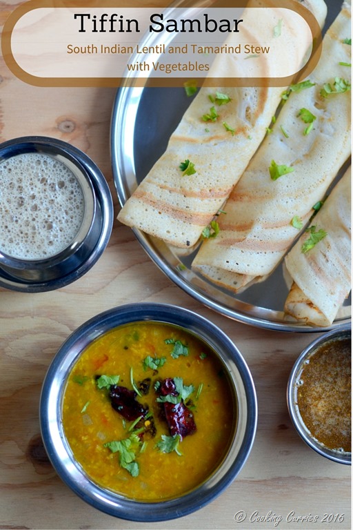 Tiffin Sambar - South Indian Lentil and Tamarind Stew with Vegetables - Vegan and Gluten Free - www.cookingcurries.com