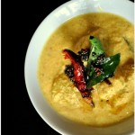 Kaalan - Raw Plantains in a Coconut Yogurt Sauce - A Kerala Sadya Recipe - www.cookingcurries.com