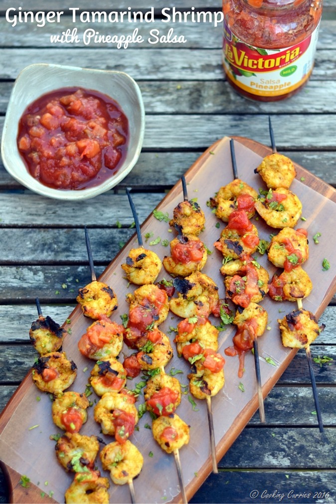 Ginger Tamarind Shrimp with Pineapple Salsa - www.cookingcurries.com