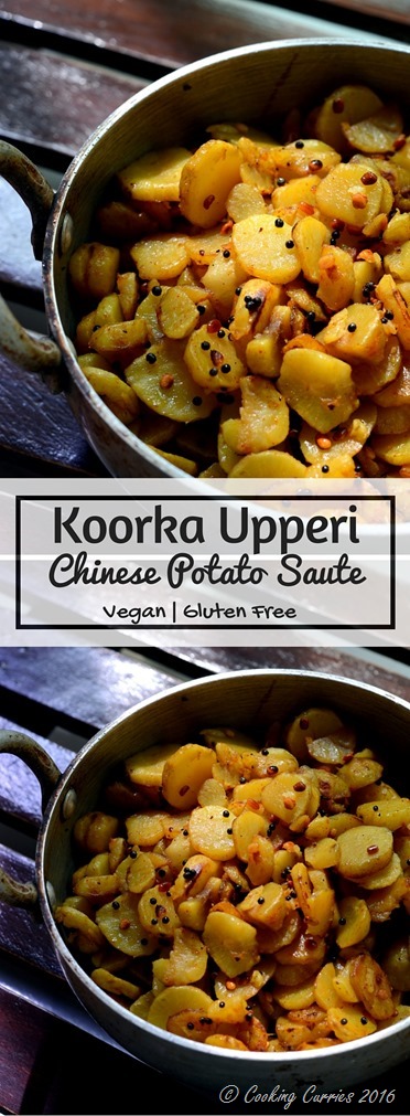 Koorka Upperi, Cheema Kizhangu Upperi, Chinese Potato Saute - Vegetarian, Vegan, Indian recipe - www.cookingcurries.com (3)