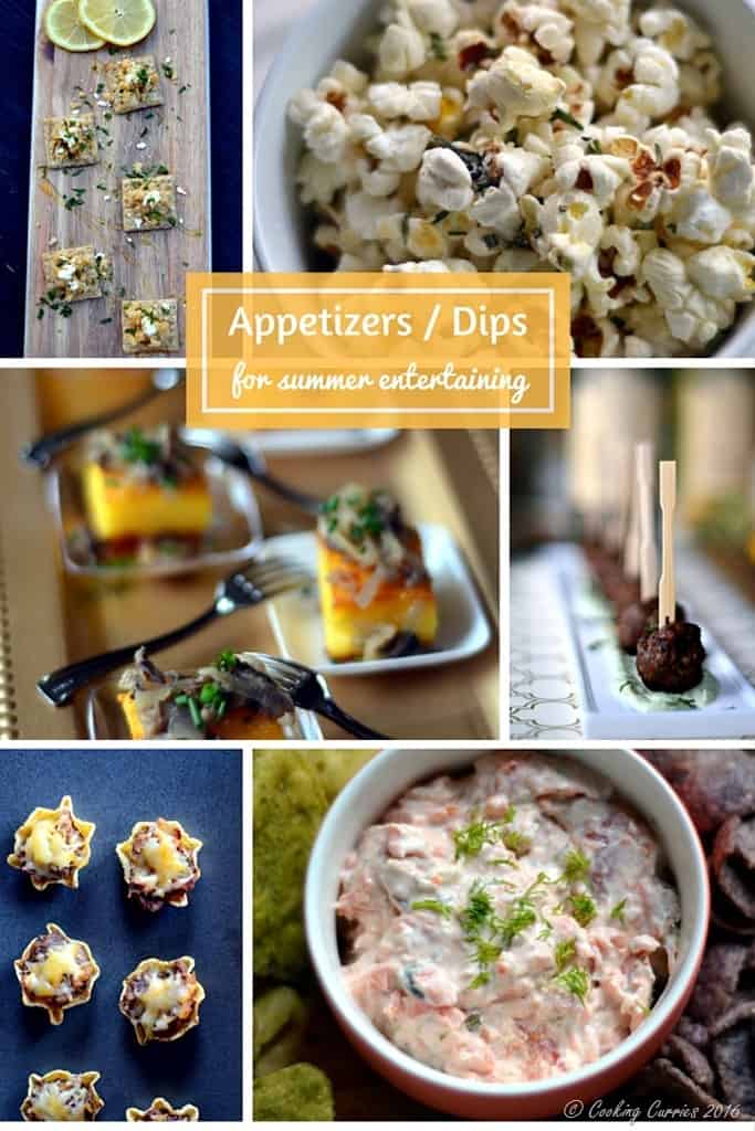 Appetizers and Dips for Summer Entertaining - Look for the Ultimate SUmmer Entertaining guide on www.cookingcurries.com