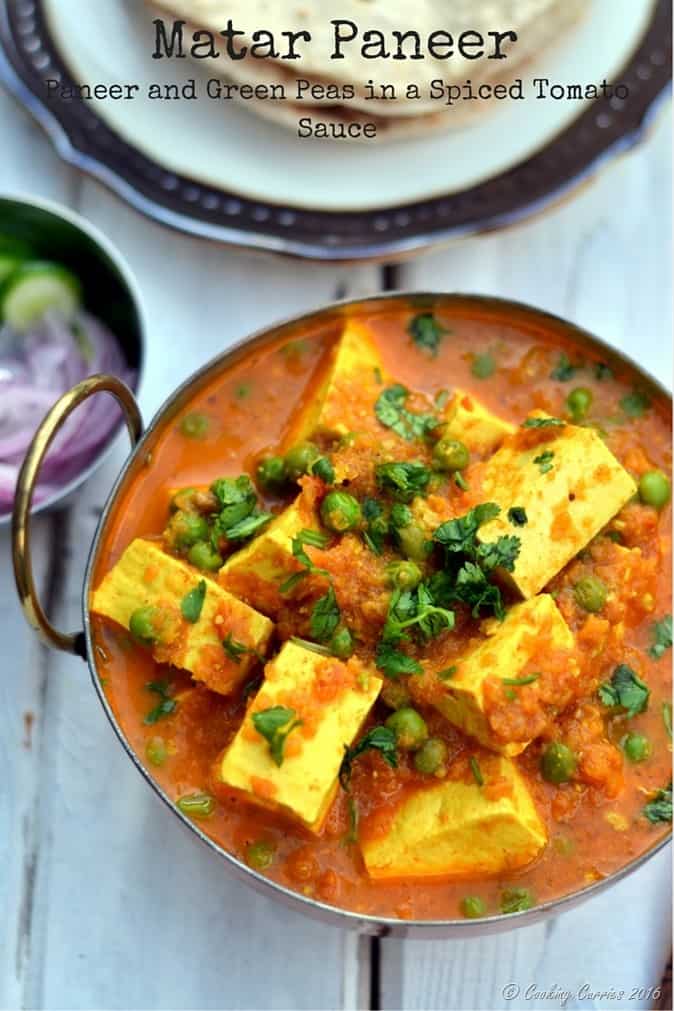 Matar Paneer - Paneer and Green Peas in a Spiced Tomato Sauce - www.cookingcurries.com
