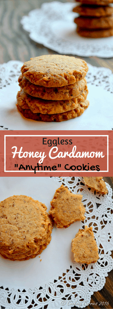 Eggless Honey Cardamom Anytime Cookies - www.cookingcurries.com