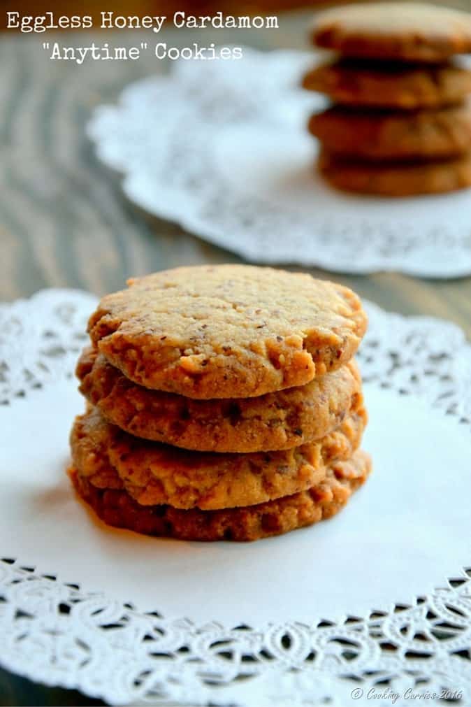 Eggless Honey Cardamom Anytime Cookies - www.cookingcurries.com