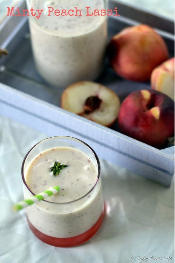 Minty Peach Lassi - Summer Refresher, Summer Drink - www.cookingcurries.com