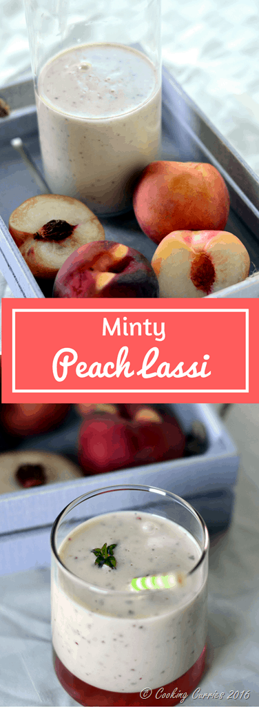 Minty Peach Lassi - Summer Refresher, Summer Drink - www.cookingcurries.com
