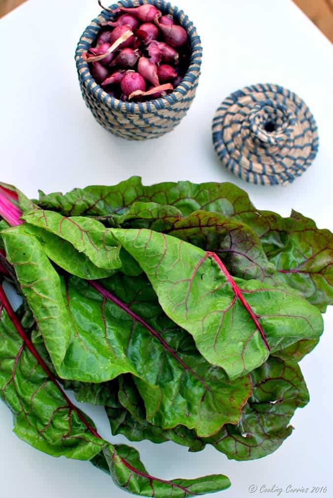 Spaghetti with Red Chard and Pearl Onions - Vegan, Can be Made Gluten Free - www.cookingcurries.com (3)