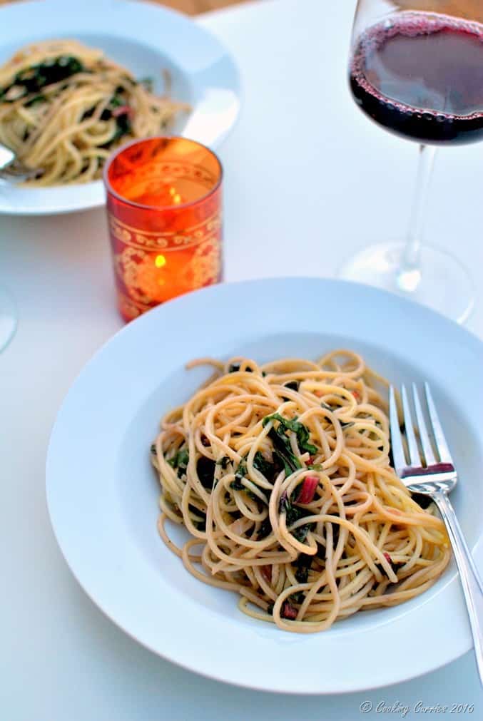 Spaghetti with Red Chard and Pearl Onions - Vegan, Can be Made Gluten Free - www.cookingcurries.com (5)
