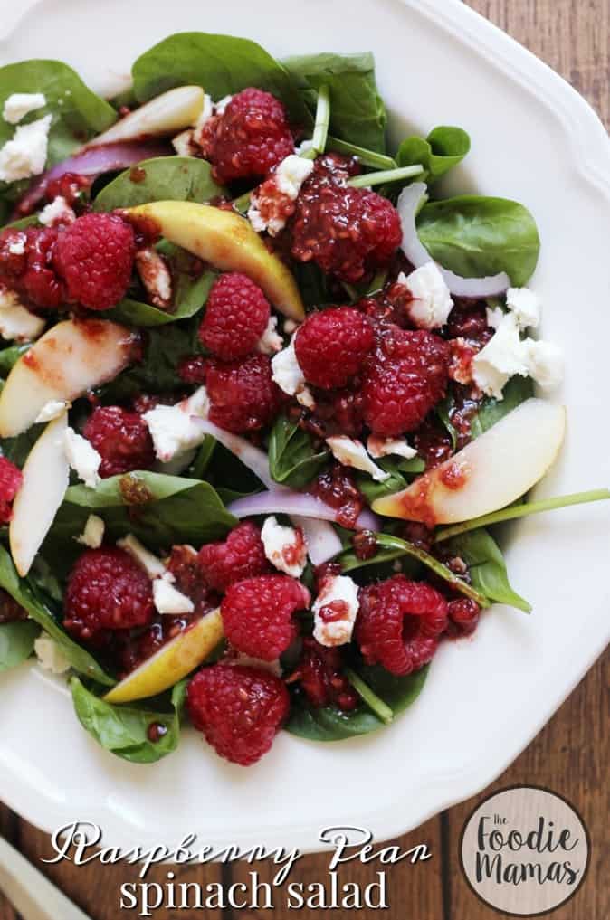 Raspberry Pear Spinach salad 850x1275 Foodie Mamas 