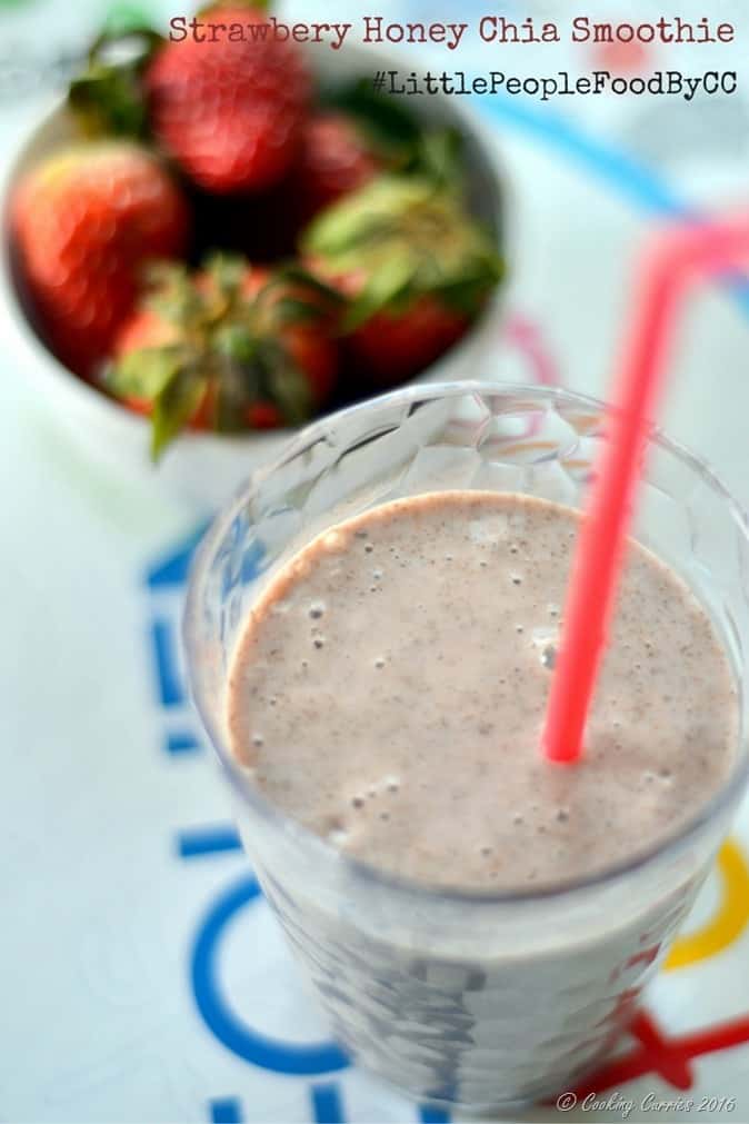 Strawbery Honey Chia Smoothie - Little People Food - Cooking Curries