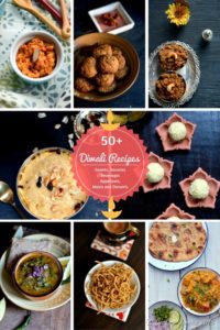 A collection of 50+ diwali recipes - sweets, savories, appetizers, beverages, mains and desserts