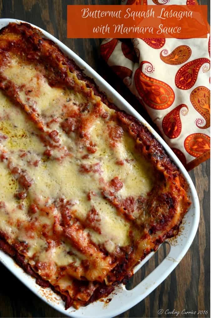 Butternut Squash lasagna with Marinara Sauce - Thanksgiving Recipe - Vegetarian 