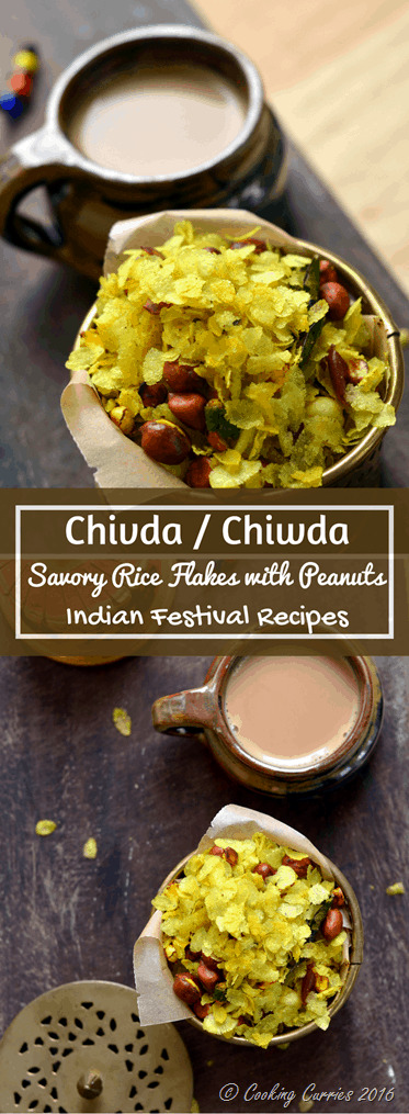 Chivda -Chiwda - Savory Beaten Rice Flakes with Peanuts - Indian Festival Recipes - Diwali Recipes - www.cookingcurries.com