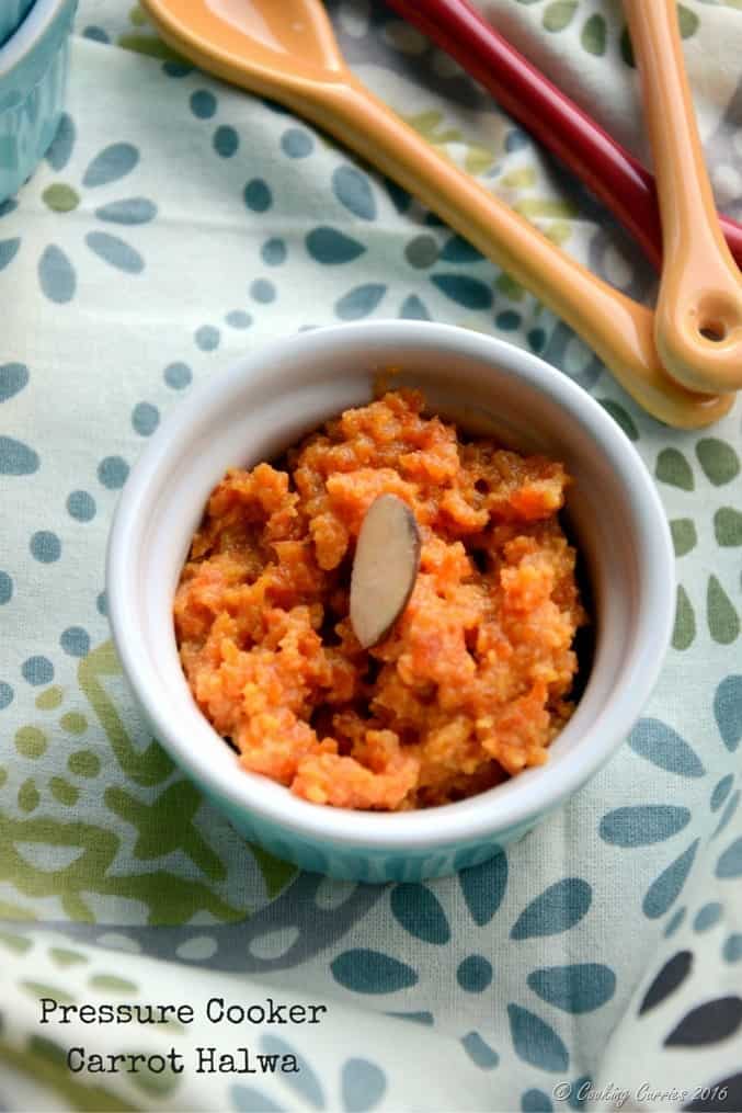 Pressure Cooker Carrot Halwa - Indian Festival Recipes - Diwali Recipes - Indian Sweets Dessert - www.cookingcurries.com