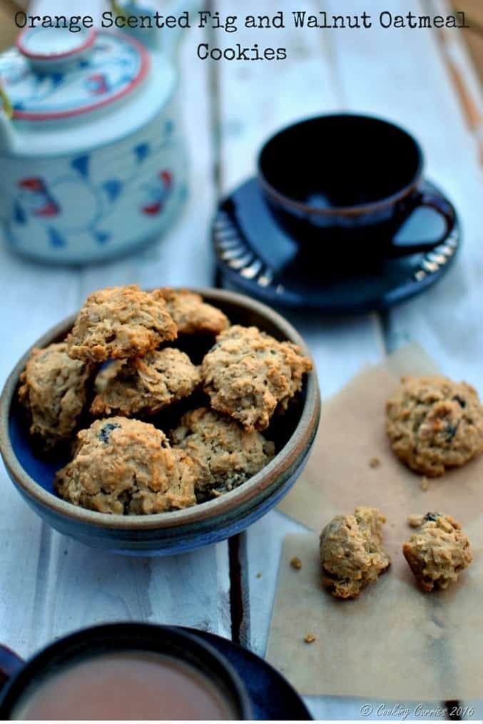 Orange Scented Fig and Walnut Oatmeal Cookies
