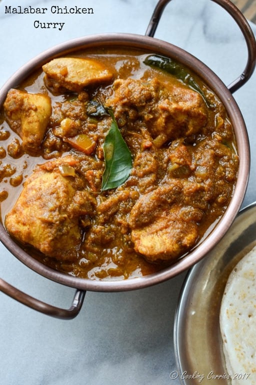 chicken curry in a brass kadhai