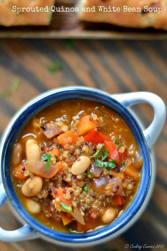 Sprouted Quinoa and White Bean Soup