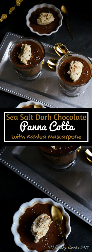 Sea Salt Dark Chocolate Panna Cotta with Kahlua Mascarpone 