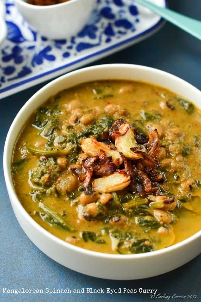 Mangalorean Spinach and Black Eyed Peas Curry