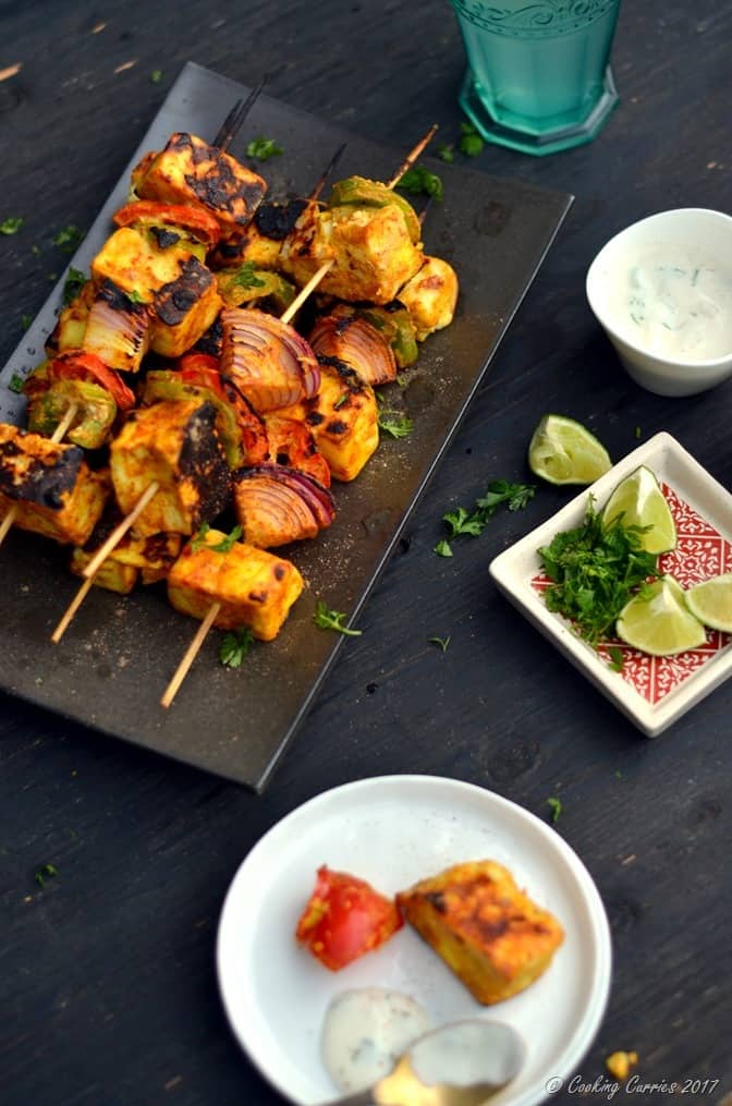 Paneer Tikka - Grilled Paneer and Vegetable Skewers - Cooking Curries (2)