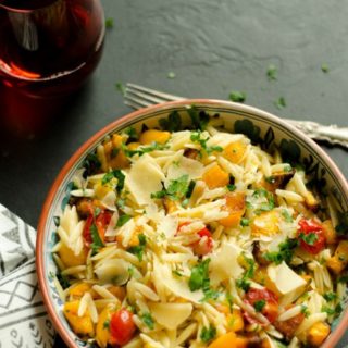 Roasted Butternut Squash and Cherry Tomatoes Orzo