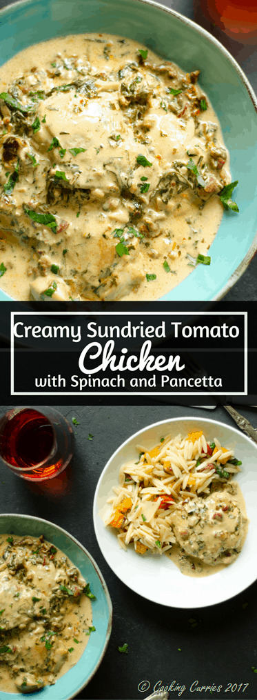 Creamy Sundried Tomato Chicken with Spinach and Pancetta