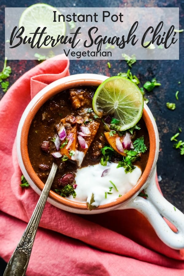 Instant Pot Vegetarian Butternut Squash and Kidney Bean Chili