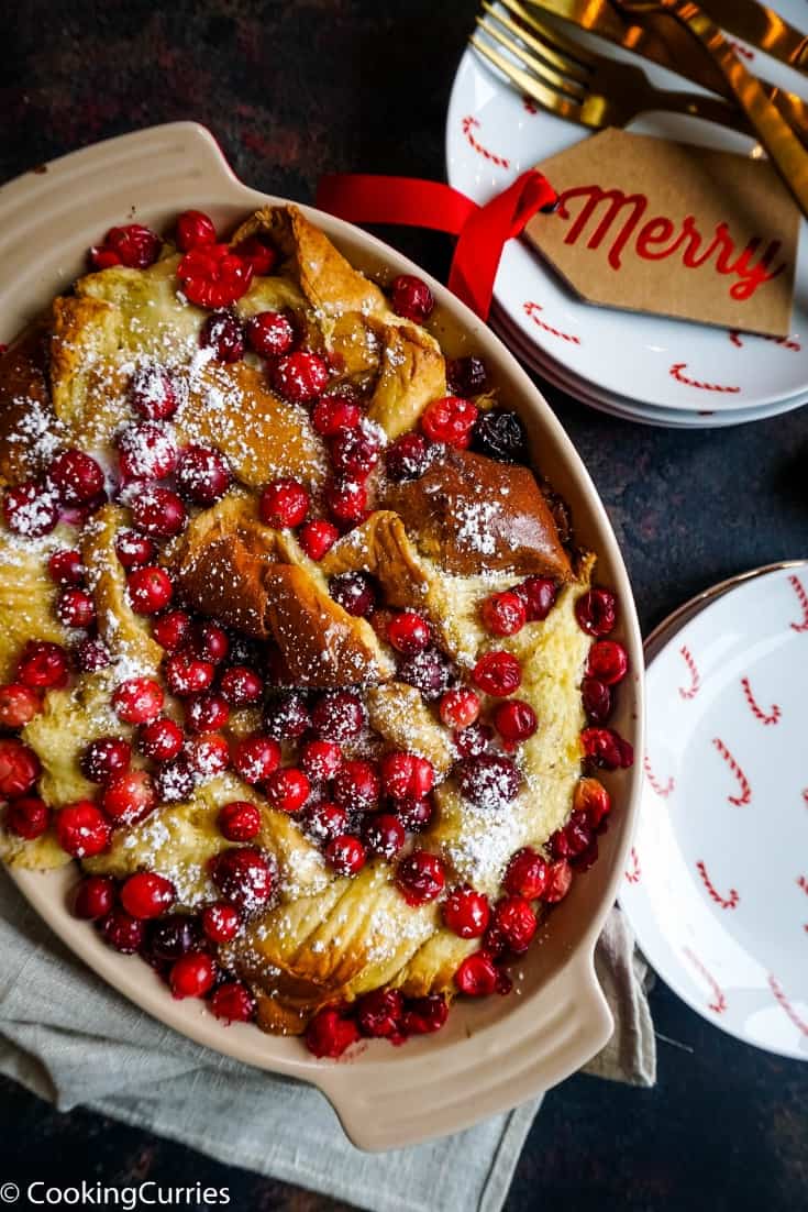 Cranberry French Toast in a casserole dish