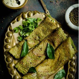 Spinach Pesarattu - Gluten Free Spinach Mung Bean Crepes