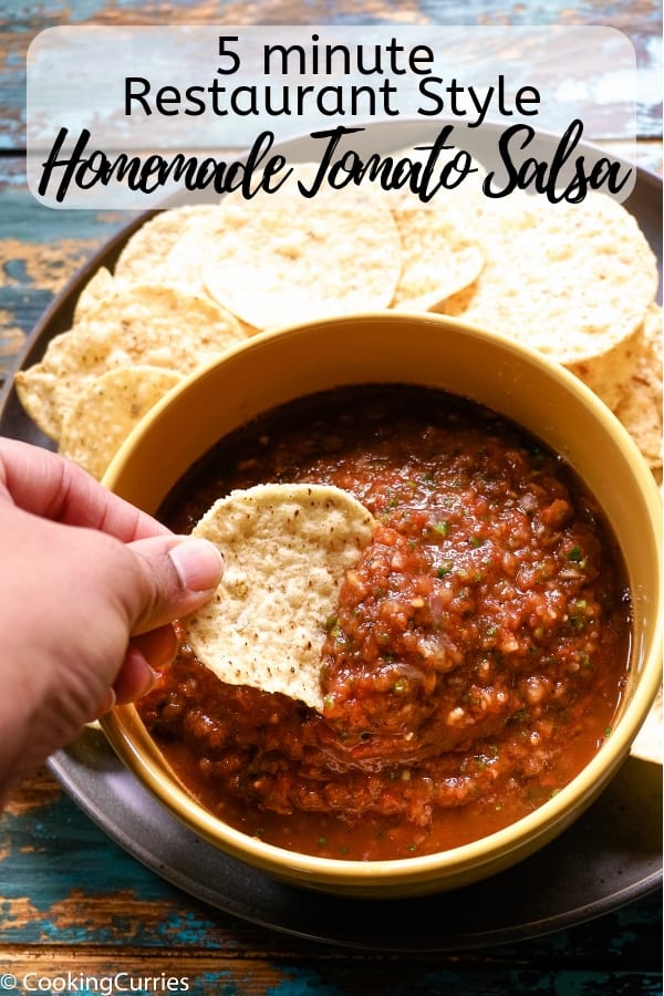 5 minute Restaurant Style Homemade Tomato Salsa - Cooking Curries