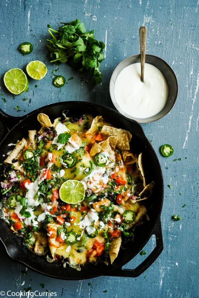 Skillet Vegetarian Black Bean Nachos