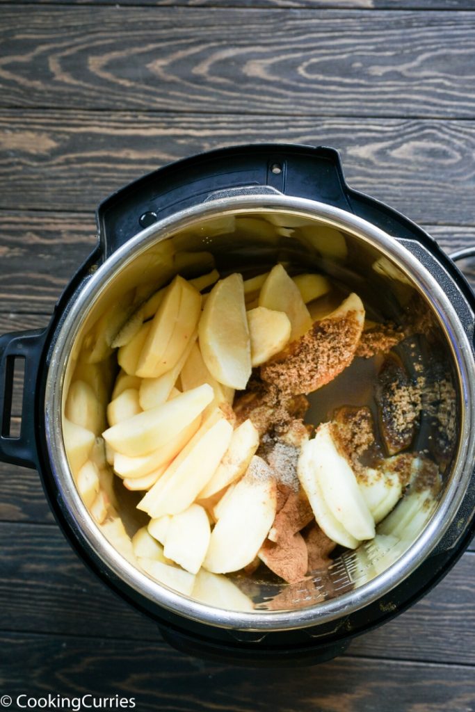 Top shot of all ingredients for Cinnamon Apples in the Instant Pot